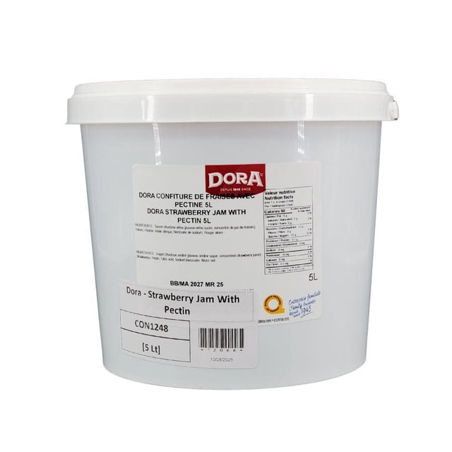 Dora Strawberry Jam With Pectin - 5Ltr - 1ct - High-Stability Fruit Spread for Professional Baking and Breakfast Service
