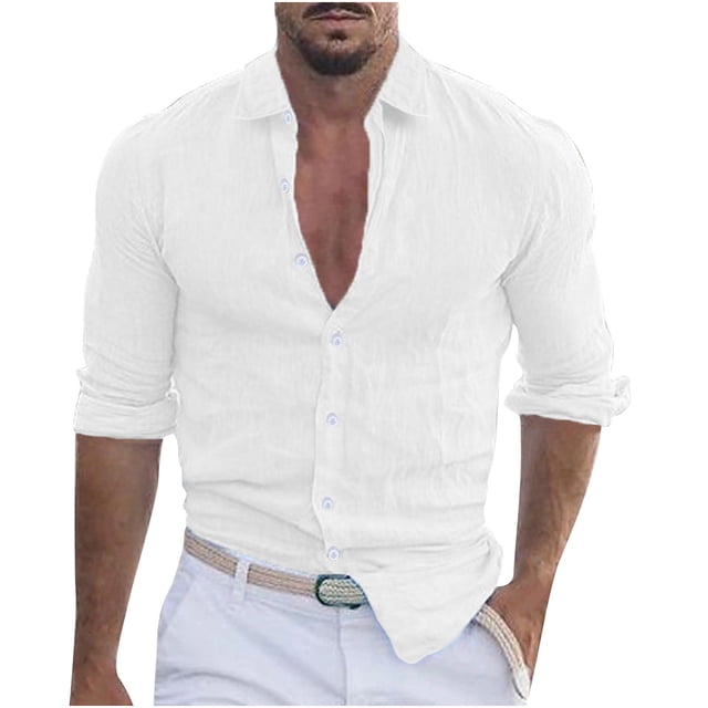 XZNGL Chemise à Manches Longues Homme Unie Décontractée Mode Col Rabattu Bouton Chemise à Manches Longues Blouse Chemises Habillées pour Hommes Chemises à Manches Longues pour Hommes Manches Longues Homme Chemise à Manches Longues