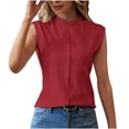 thumbnail image 1 of Plebaso Débardeurs d'Été pour Femmes à Col Montant, Manches Courtes Style Cap, T-Shirts Décontractés Sans Manches, T-Shirt Basique Uni, 1 of 7