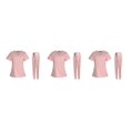 thumbnail image 1 of maskred Ensemble de Sarrau pour Femmes Infirmière Col en V Lavable à la Machine Manches Courtes Tenue Confortable Rose P Ensemble de 3, 1 of 6