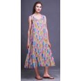 thumbnail image 2 of Bimba Chemises de Nuit en Coton Imprimées Colorées à Plumes Gris Clair14 pour Femmes Robe Sans Manches Tenue de Nuit Robe Maxi Grande, 2 of 6