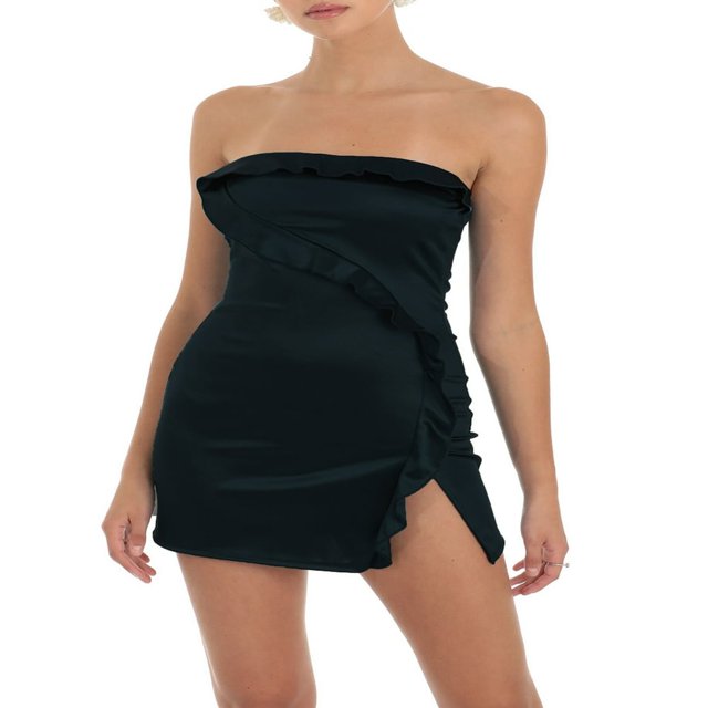 Women Strapless Bodycon Backless Mini Tube Dress Summer Short Bandeau Dresses