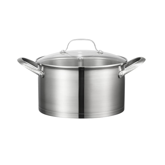 Starfrit The Rock Wave Stainless Steel 4.9Qt (5.6L) Stockpot w/Lid, Wave.Tec Non-Slip Handle, Stainless Steel, Oven Safe, PFOA Free, Easy to Clean, Silver