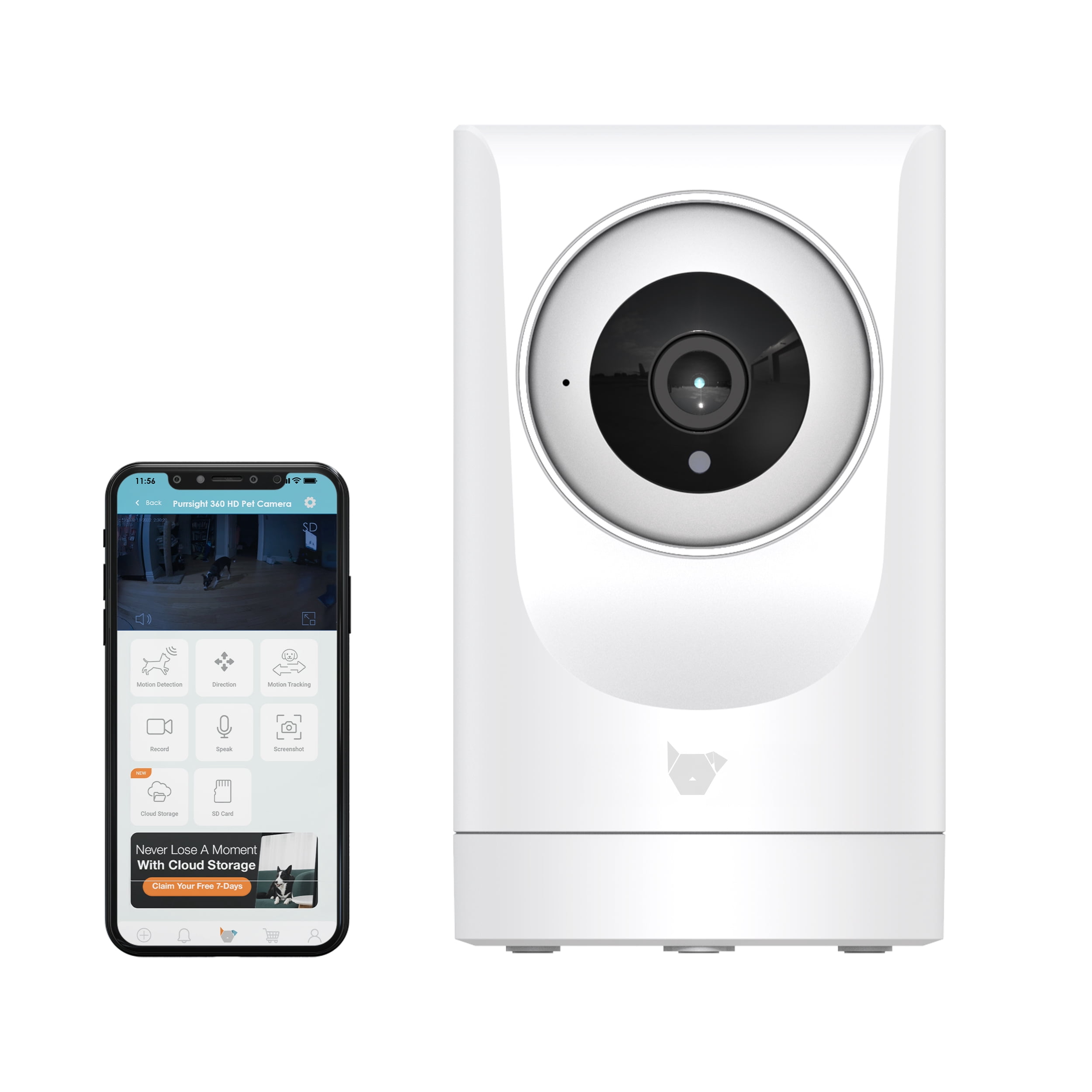 Instachew Purrsight 360° Smart Wireless Indoor Pet Camera – 2K HD Video, 2-Way Audio, Mobile App Security