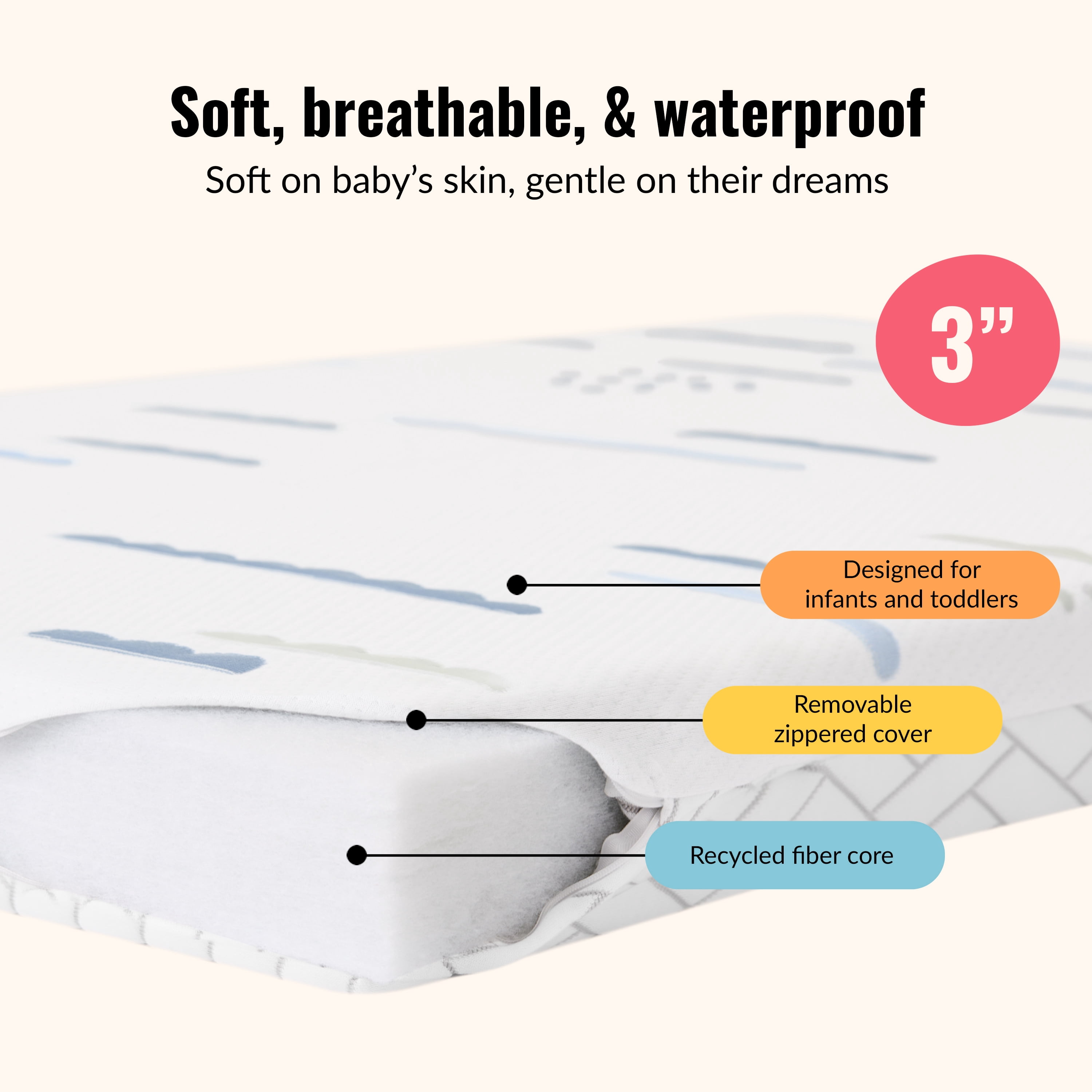 Dream On Me Rest EZ 2 in 1 Portable Crib Mattress