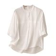 thumbnail image 1 of Cinvoph T-Shirts Décontractés à Manches 3/4 pour Femmes Col Rond Boutons Hauts Décontractés Affaires Travail Basiques Blouses Haut, 1 of 8