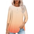 thumbnail image 1 of Pisexur Womens Plus Size Sweatshirt Gradients 3/4 Length Sleeve Tops Fall V-Neck Blouses Spring Ruffle Sleeve Tunic T-Shirts Dressy Casual, 1 of 4