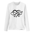 thumbnail image 3 of Besolor Tuniques Automne Printemps pour Femmes 2024 Imprimé Cœur Col Rond Manches Longues Chemises Décontractées Amples Blouse Tee, 3 of 3
