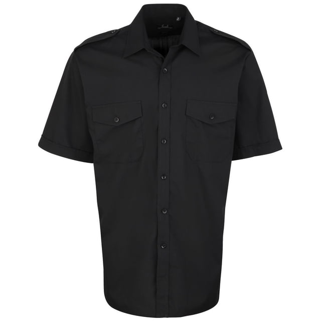 Premier Chemise de Travail Unie pour Homme à Manches Courtes de Pilote