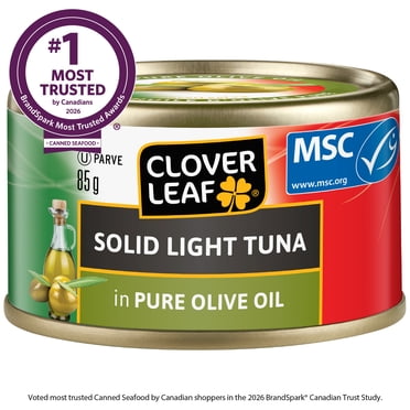 Thon pâle entier dans l’huile d’olive de Clover Leaf