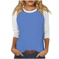 thumbnail image 2 of UPPADA Chandails à Manches 3/4 pour Femmes Mode Tendance Hauts Décontractés Col Rond Chandail Ample Confortable Doux Blouses Grande Taille Coupe Ample T-Shirts Décontractés Vêtements au Coude Chandails à Manches 3/4 pour Femmes Économie, 2 of 7