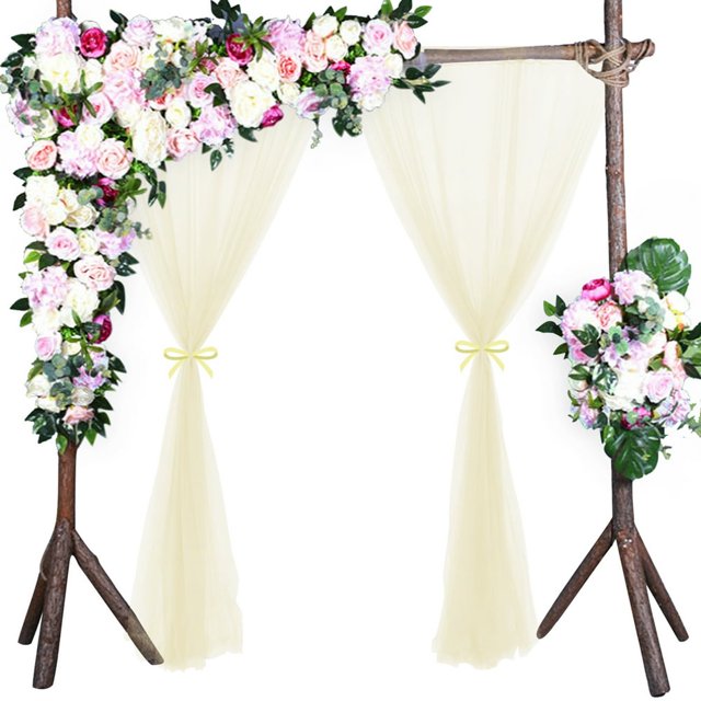 1 Panel Fiber Sheer Backdrop Curtain Arch Drapes Wrinkle-Free 5ft x 9.2ft