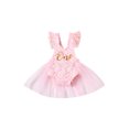 thumbnail image 1 of EYIIYE Bébé Filles une Pièce Robe Tutu en Dentelle avec une Lettre d'Impression, 1 of 8