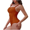 thumbnail image 3 of Push Up One Piece Swimsuits Womens Adjustable Straps Tummy Control Bathing Suits Scoop Neck Ruched Slimming Swimwear, 3 of 5