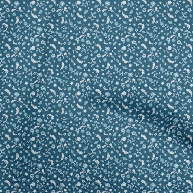 oneOone Rayon Teal Blue Fabric Asian Floral Sewing Craft Projects Fabric Prints By Yard 56 Inch Wide
