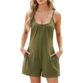 thumbnail image 2 of Shorts TopLLC pour Femmes Shorts pour Femmes Femmes Uni Été Sans Manches Col Rond Poche Ample Combishort Court Combinaisons Barboteuses Combinaison Femmes Barboteuse en Liquidation, 2 of 7
