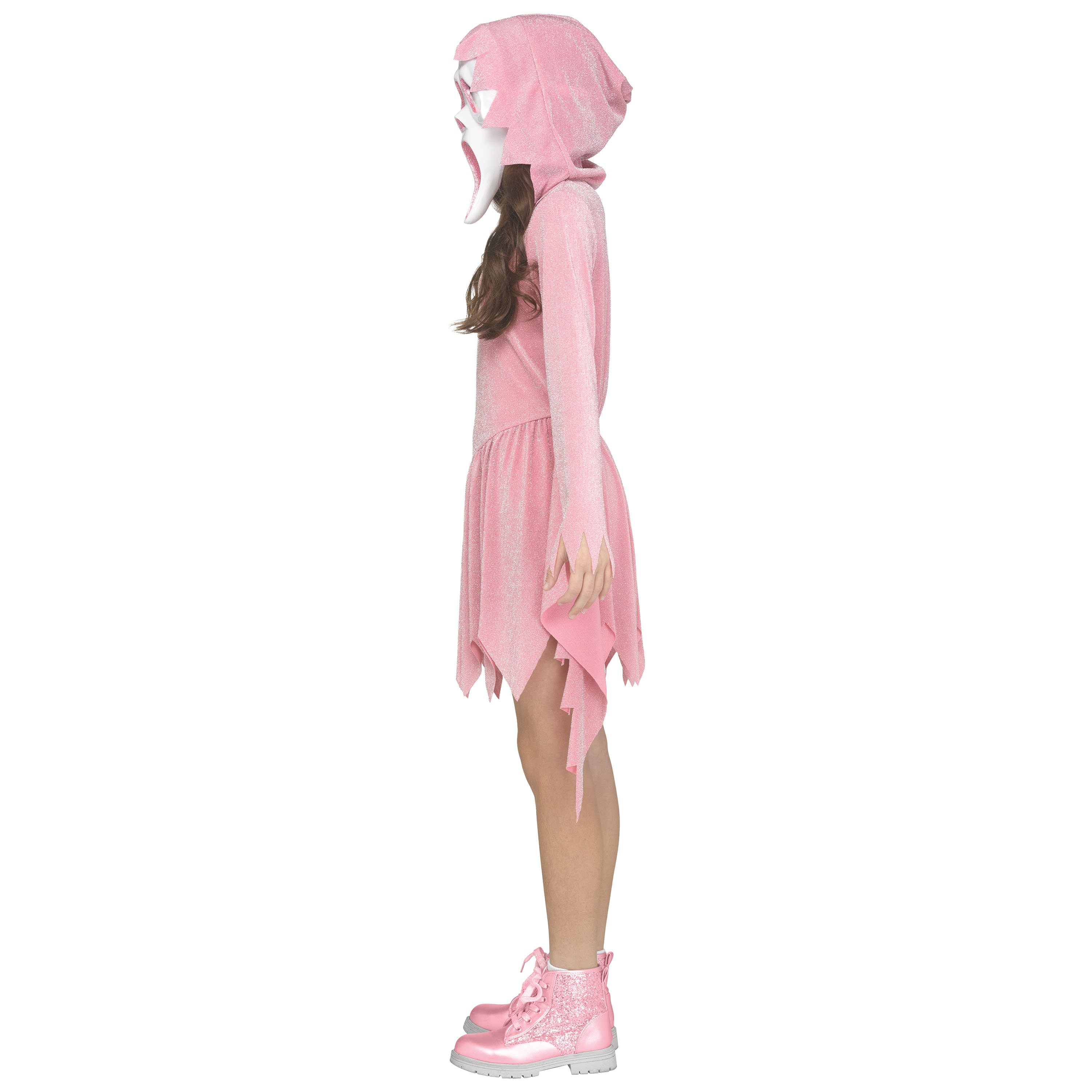 Costume d’Halloween Ghost Face pour enfants, rose pastel, filles taille L 10-12, par Fun World