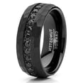 thumbnail image 2 of Men Tungsten Black Wedding Band Hammered Eternity Ring CZ Comfort-Fit 8MM, 2 of 4