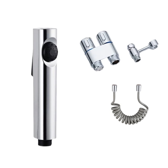 Hose Spray Nozzle,Toilet Spray Set Companion One Inlet Two Outlet Twin Angle Valves Spray Nozzle Booster Toilet Flusher,One on One