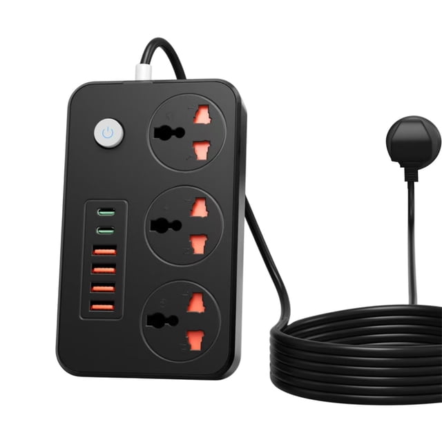 Power Strip With 3 Outlets 4 Usb Ports And 2 Type C Ports 2500W Surge Protector 6.6 Feet Cord Overload Protection For Home Office 13.47Oz