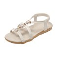 thumbnail image 1 of Kcodviy Ladies Suede Rhinestone Elastic Fuzzy Sandals for Women Band Open Toe Flat Sandals Women Flip Flop Roman Sandals, 1 of 9