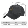 thumbnail image 4 of ZICANCN Casquette de Baseball Ajustable pour Femmes, Casquettes Motif Alphabet J pour Hommes Adultes en Denim de Coton Lavé Mode, Noir, 4 of 6