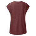 thumbnail image 3 of matoen T-shirt à Manches Courtes pour Femmes, Mode Décontractée Quotidienne, Col Rond, Couleur Unie, Coupe Ample, Blouse Basique, 3 of 4