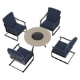 thumbnail image 3 of Mainstays Montclair 5-Piece Steel Outdoor Conversation Set with Fire Pit & Cushions, Blue, 3 of 9