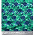 thumbnail image 1 of Soimoi Green Poly Georgette Fabric Leaves,Insect & Floral Artistic Decor Fabric Printed BTY 52 Inch Wide, 1 of 3