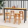 thumbnail image 4 of Gymax Tabourets de Bar d'Extérieur en Bois de 24 Pouces, Ensemble de 4, avec Siège Rond et Repose-Pieds pour Jardin, 4 of 10