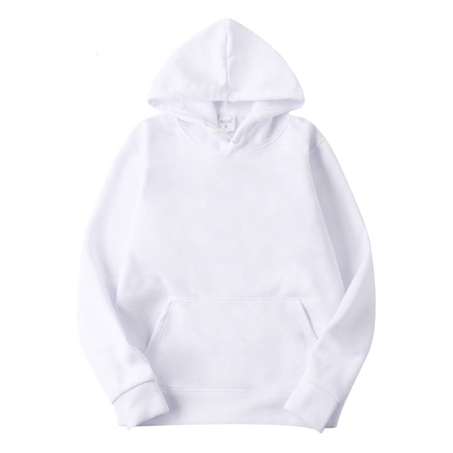 Yeahdor Men's Basic Long Sleeve Drawstring Hoodie Sweatshirt Casual Solid Color Pullover Tops White XL