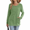thumbnail image 4 of Yuyuzo Chandails pour Femmes Col Ras du Cou Chic Décontracté Chandails à Manches Longues Mode d'Automne Tuniques avec Poches, 4 of 6