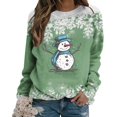thumbnail image 4 of Femmes Pulls- Pull Drop Épaule Col Rond Manches Longues Noël Tricot Sweat-Shirts Floraux Décontractés Tops pour Automne/printemps/hiver Rouge L, 4 of 7