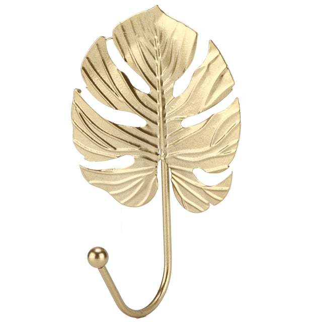 Metal Hook Creative Mini Hanger Golden LeafShaped Functional Stylish Convenient for Closet Door(7.5x12x5cm )