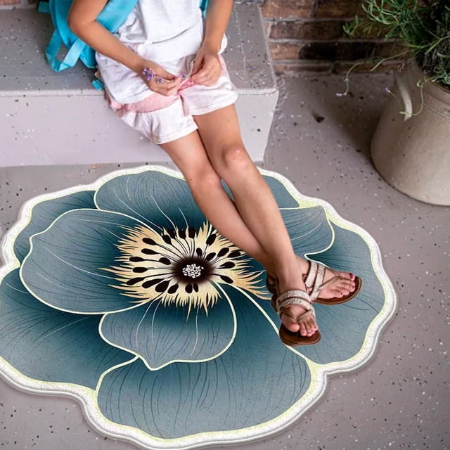 TIMIFIS Bathroom Rugs Plain Flower Shape Easy Care Living Room Carpet Large Area Washable Bedroom Carpet Washable Home Absorbent Carpet Bath Mat