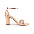 thumbnail image 3 of BLISSFUL STEP Women's Sandals Rhinestone Chunky Heel Ankle Strap Open Toe Party Shoes Rose Gold 5.5, 3 of 8