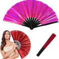thumbnail image 2 of Binwennn Boots On The Ground Hand Fan Foldable Country Line Dance Fan Portable Large Handheld Fan Dance Accessories For Outdoor Events And Dance Enthusiasts Folding Fan Metal Tissue Decorations Mint, 2 of 6