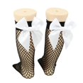 thumbnail image 4 of Women‘s Fishnet Socks Mesh Knee High Socks Fashion Stockings with Satin Bow, 4 of 7