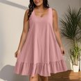 thumbnail image 2 of Sentmoon Robes de Vacances pour Femmes Été 2026 Couleur Unie Sans Manches Col Ras du Cou Robe Longueur Genou pour Femmes Coupe Ample Grande Taille pour le Travail et la Fin de Semaine TG, 2 of 9