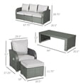 thumbnail image 3 of Ensemble de Jardin 6 Pcs en Rotin Tressé Rembourré Comprenant un Canapé, un Fauteuil Inclinable, des Repose-Pieds et une Table., 3 of 9