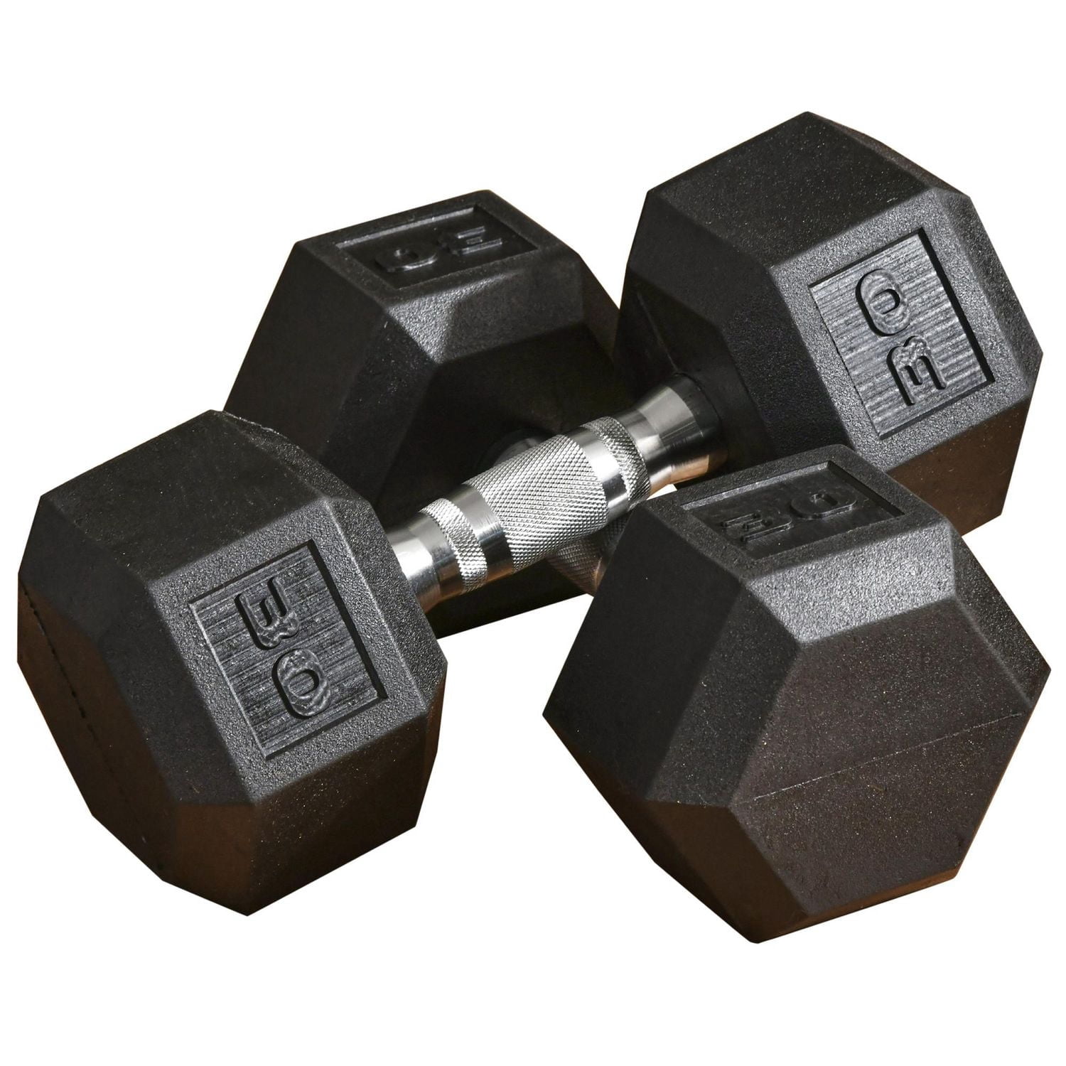 Soozier 60lbs Rubber Dumbbells Weight Set for Body Fitness Training