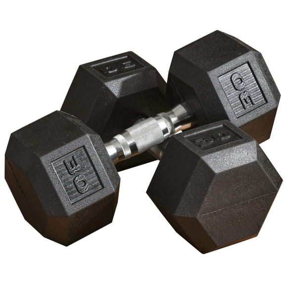 Soozier 60lbs Rubber Dumbbells Weight Set for Body Fitness Training