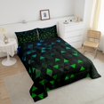 thumbnail image 4 of Erosebridal Green Triangle Bedding Full Comforter Set,Blue and Black Down Comforter,Gradient Geometry Decor,3 Pieces, 4 of 7