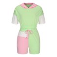 thumbnail image 4 of Yuyuzo Womens Sweat Suits 2 Piece Set Short Sleeve Color Block Hoodie Oversized Sweatshirts Shorts Tracksuits, 4 of 6
