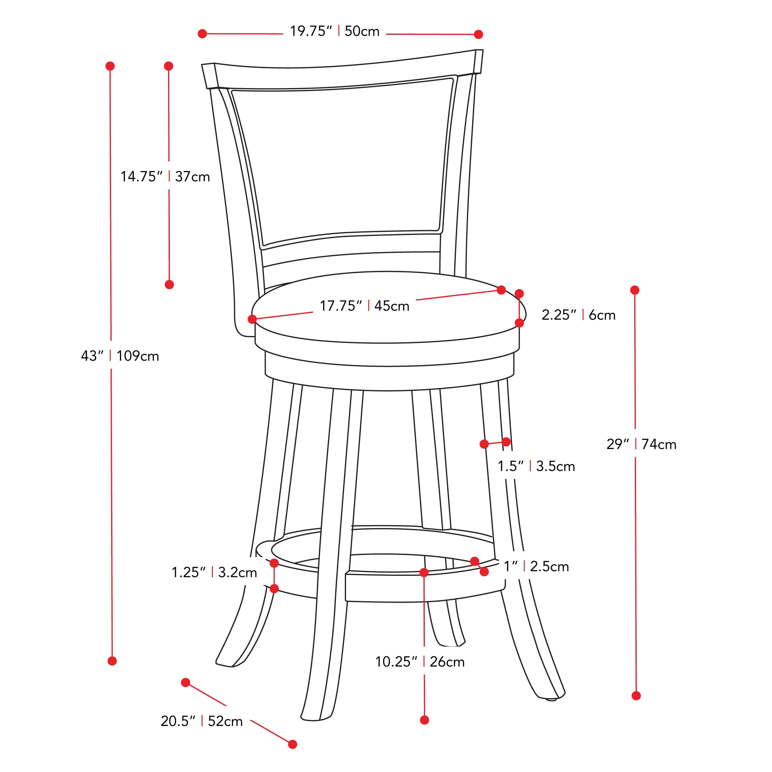 Tabourets de bar pivotants d'intérieur CorLiving Wesley en bois massif, hauteur bar, avec assises et dossiers rembourrés en similicuir, blanc (lot de 2)