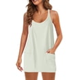 thumbnail image 2 of RBCKVXZ Robe Courte Athlétique Sans Manches pour Femmes avec Short Intégré Été Tennis Entraînement Active Combinaison Sportive Bretelles Spaghetti Robes Beige m, 2 of 9