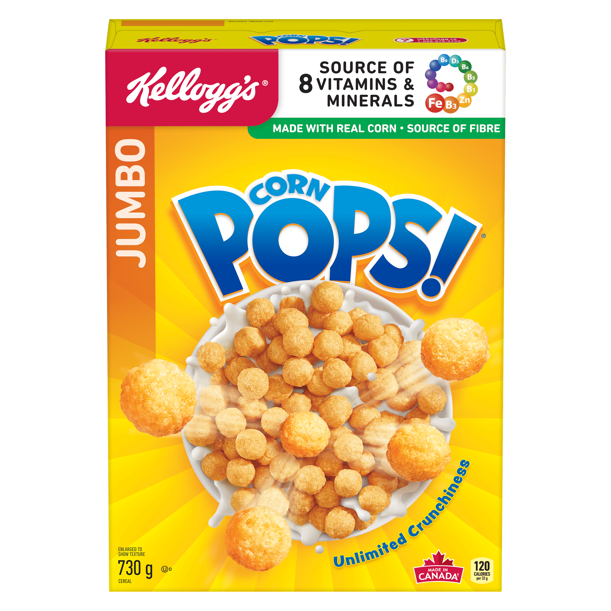 Kellogg’s Corn Pops Cereal, Jumbo Size, 730g