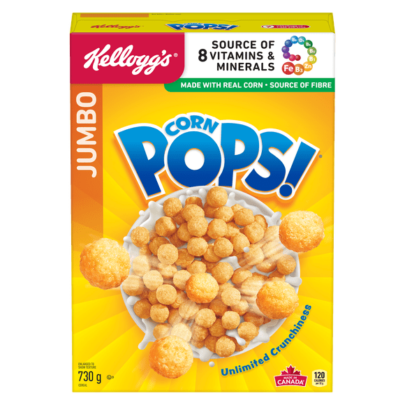 Kellogg’s Corn Pops Cereal, Jumbo Size, 730g