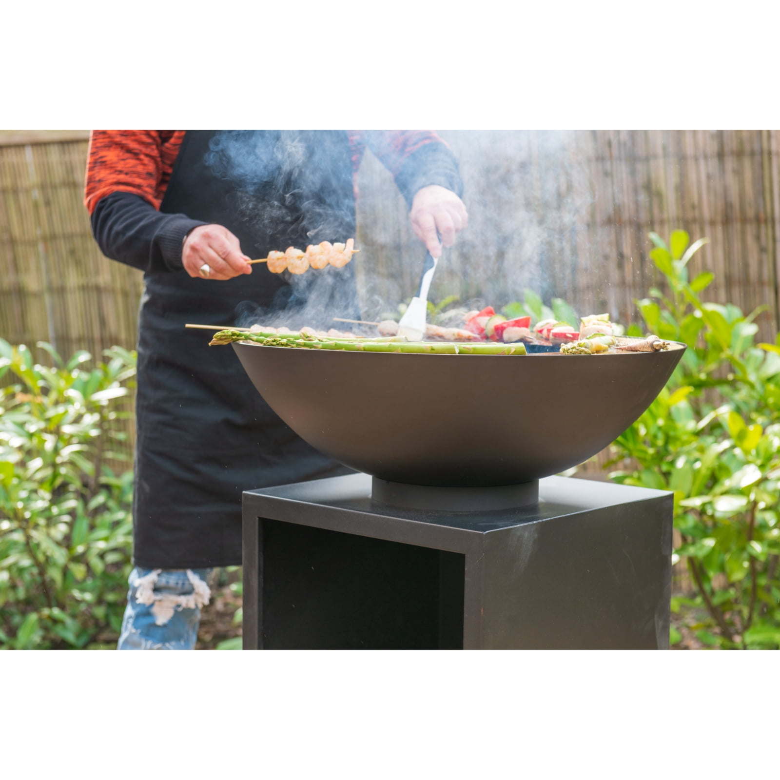 RedFire ONYX Carbon Steel Outdoor Fire Bowl Grill With Wood Storage & Cover