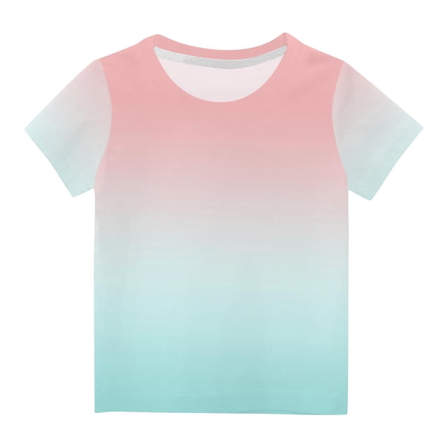 Plebaso T-Shirt à Manches Courtes pour Bébés Garçons Filles, Couleur Dégradée, Col Rond, Haut, Vêtements d'Été pour Bébé